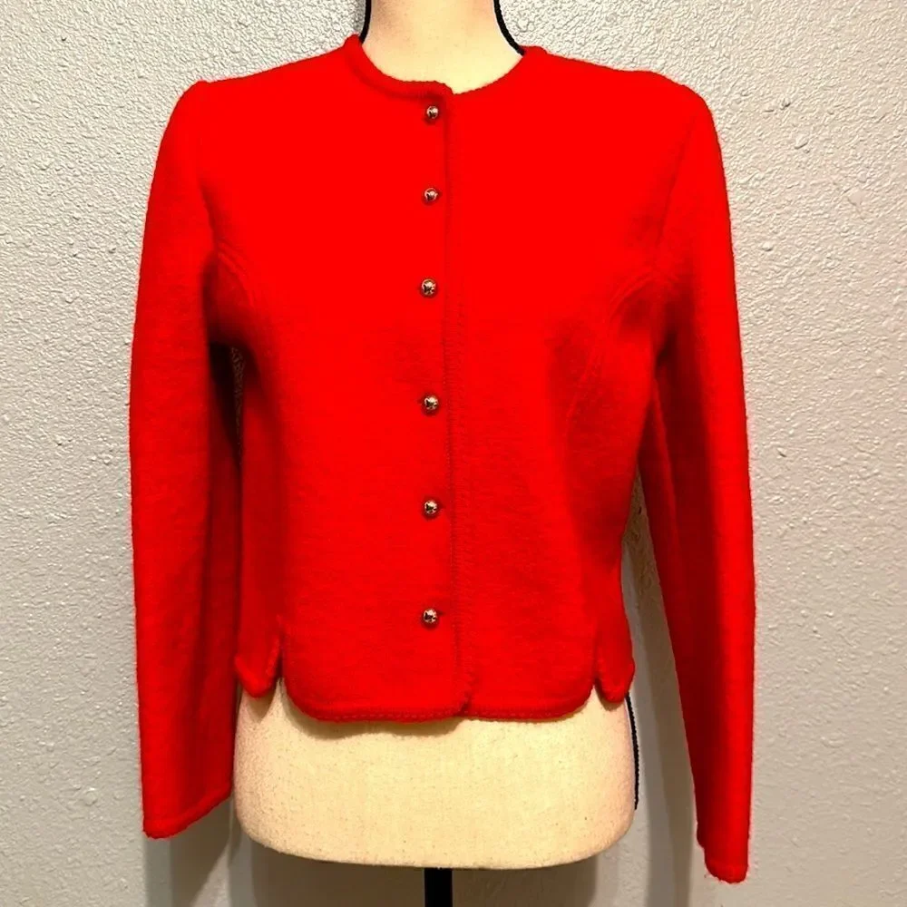 Vintage The eagle’s eye women’s wool button up red jacket size 10